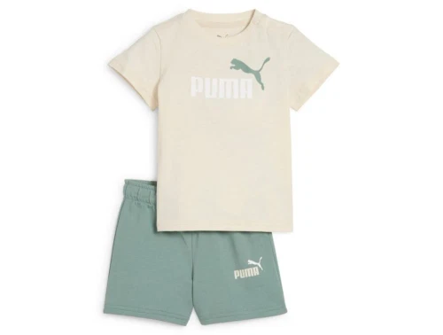 Beige og grønt børnesæt med T-shirt og shorts med logo print fra Puma 686285 87 alpine snow